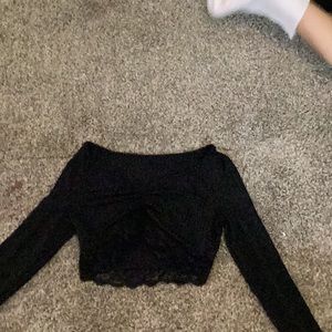 Long sleeve shirt crop top